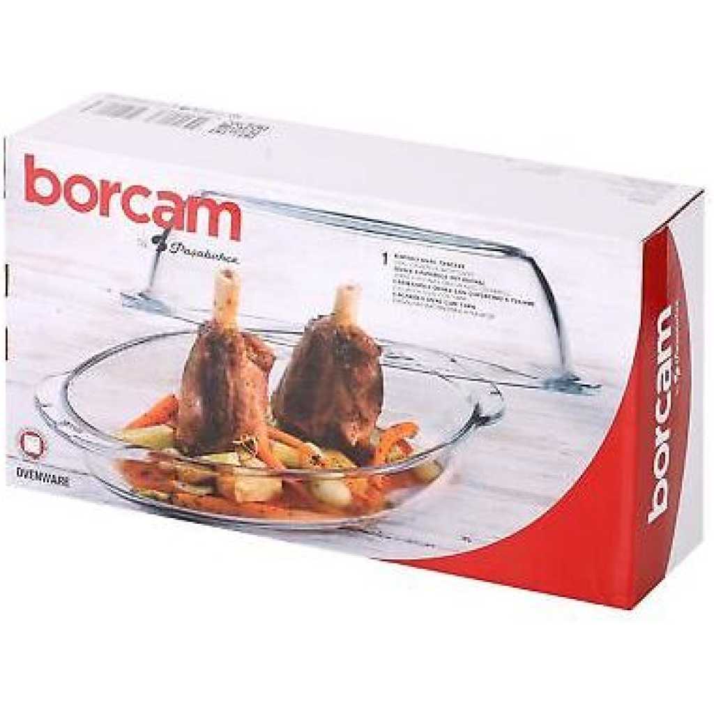 Borcam Oval Casserole Dish With Heat Resistant Oven Microwave Safety - Clear