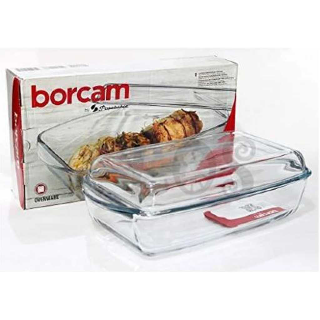 Borcam Rectangular Casserole Dish With Heat Resistant Oven Microwave Safety - Clear