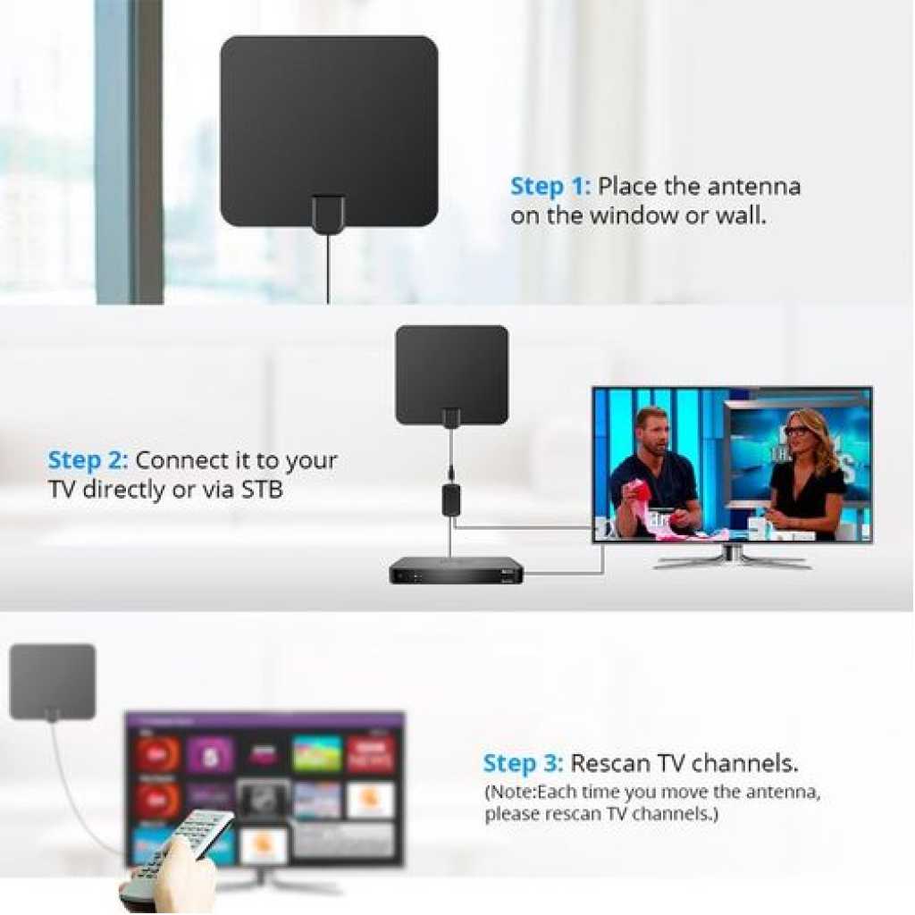 Digital TV Antenna – 110 Miles HDTV Antenna Digital Indoor Antenna With Detachable Signal Booster VHF UHF High Gain Channels Reception For 4K 1080P Free TV Channels- Black Television & Video TilyExpress 5