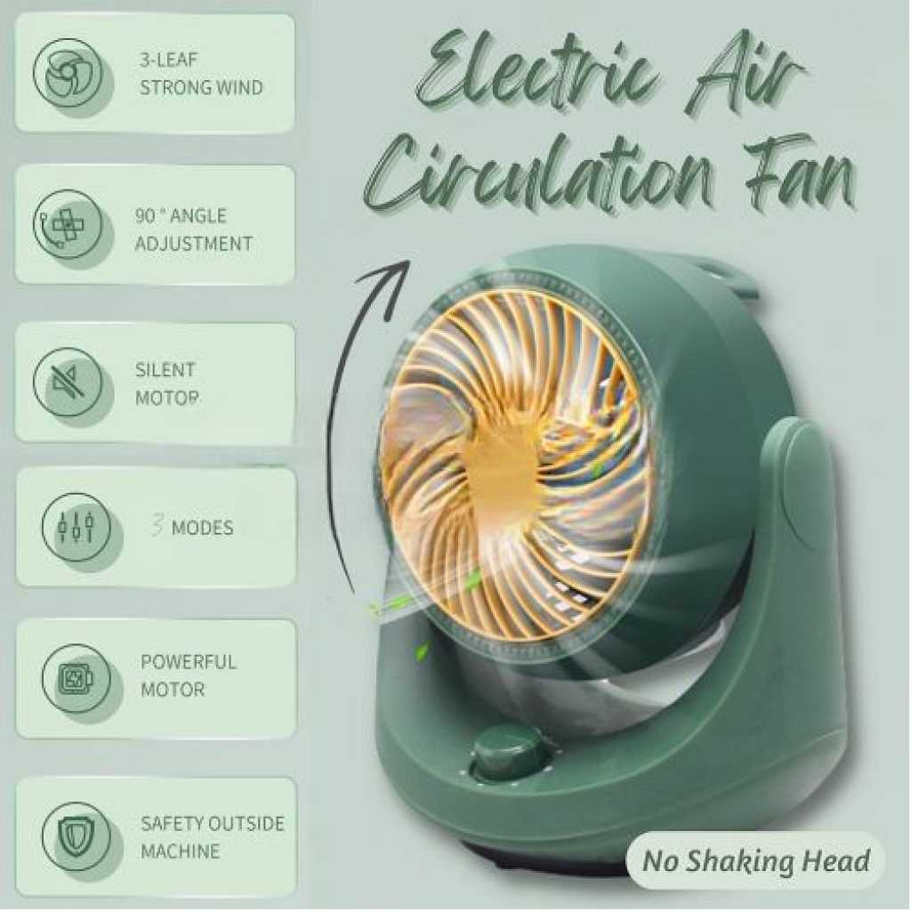 Small Mini Office Desktop Fan, Table Air Circulation Fan, Household Silent Electric Fan, 35nb Low-Noise Operation, Turbo Fan Design- Green Table Fans TilyExpress 8