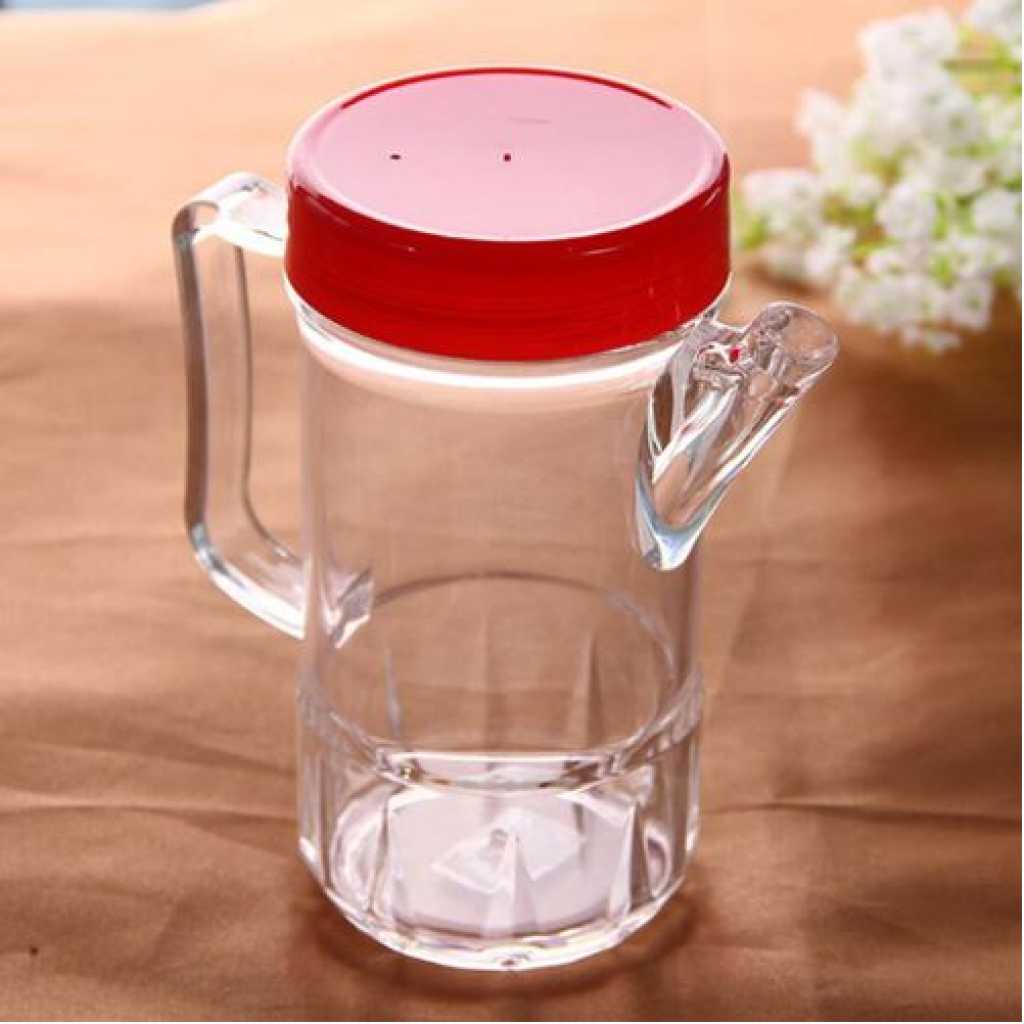 300ml Acrylic Oil Dispenser Honey Pot Vinegar Sauce Bottle For Barbecue- Red.