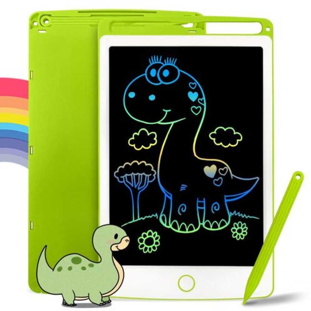 12 Inch LCD Writing Tablet Drawing Pads For Kids Colorful Lines Doodle Scribble Boards Educational Toys - Black.