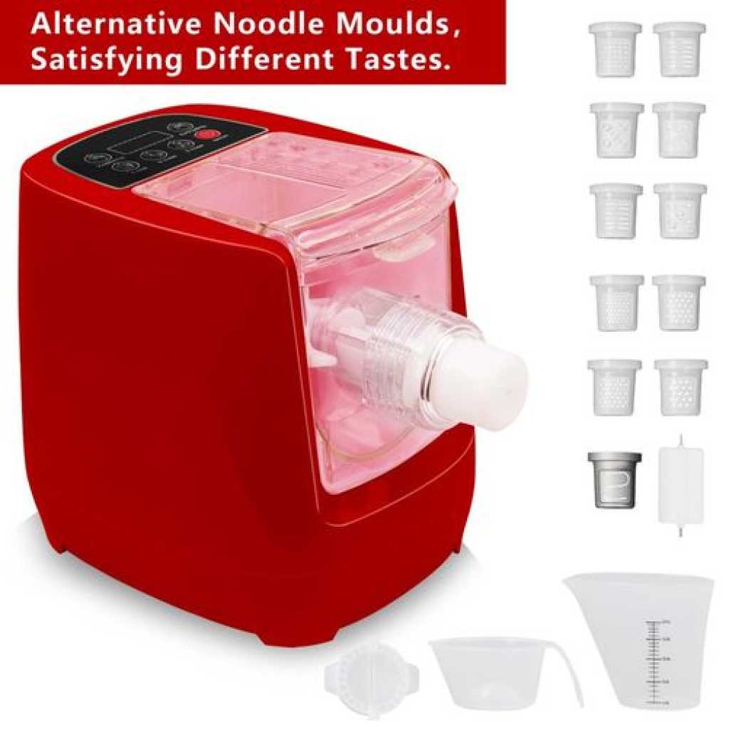 Electric Pasta Maker Machine, Automatic Noodle Maker With 12 Pasta Shapes, Red