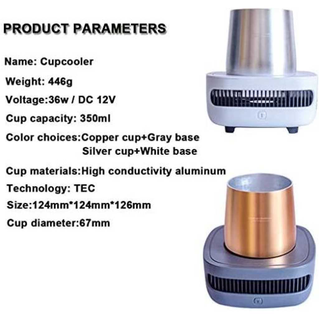 Instant Beverage Fast Heating Cup Cooler Smart Holder USB Refrigerator- Silver