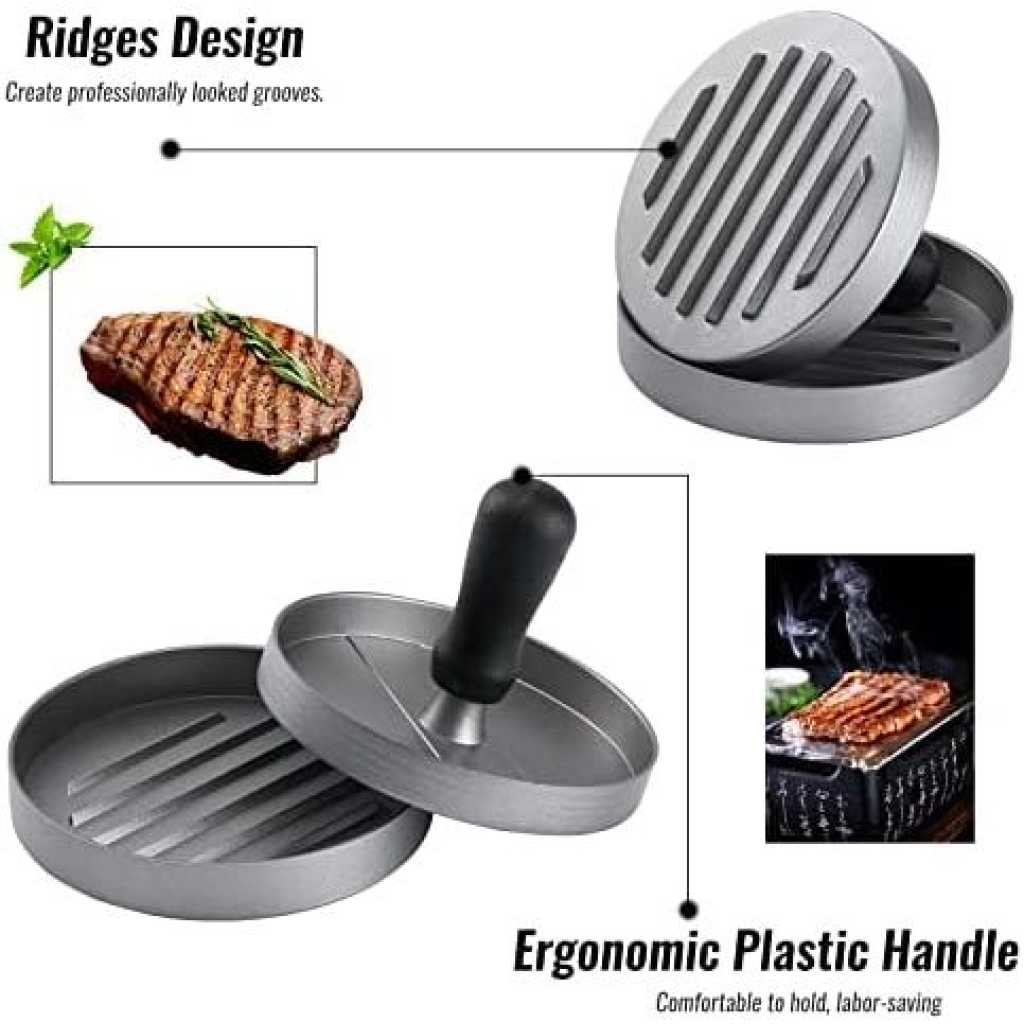 Hamburger Press Patty Maker BBQ Grill Sliders Beef Burger Press- Grey. ,