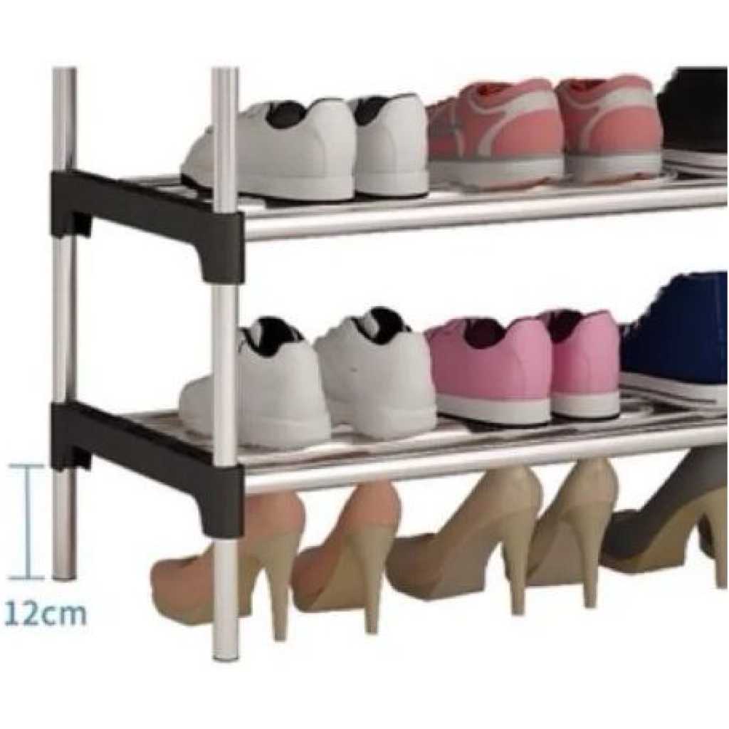 6 Layer Stainless Steel Stackable Shoes Rack Organizer Storage Stand- Black. Shoe Organizers TilyExpress 11