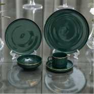 Royal Ford 20Pcs Fine Bone Food Plates Cup Bowl Dinner Set- Green. Dinnerware Sets TilyExpress