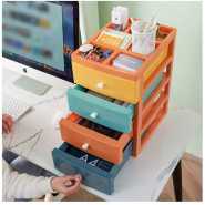 4 Tier Drawer Mini Storage Unit Tower Desktop Makeup Box Organizer - Multi-colour.