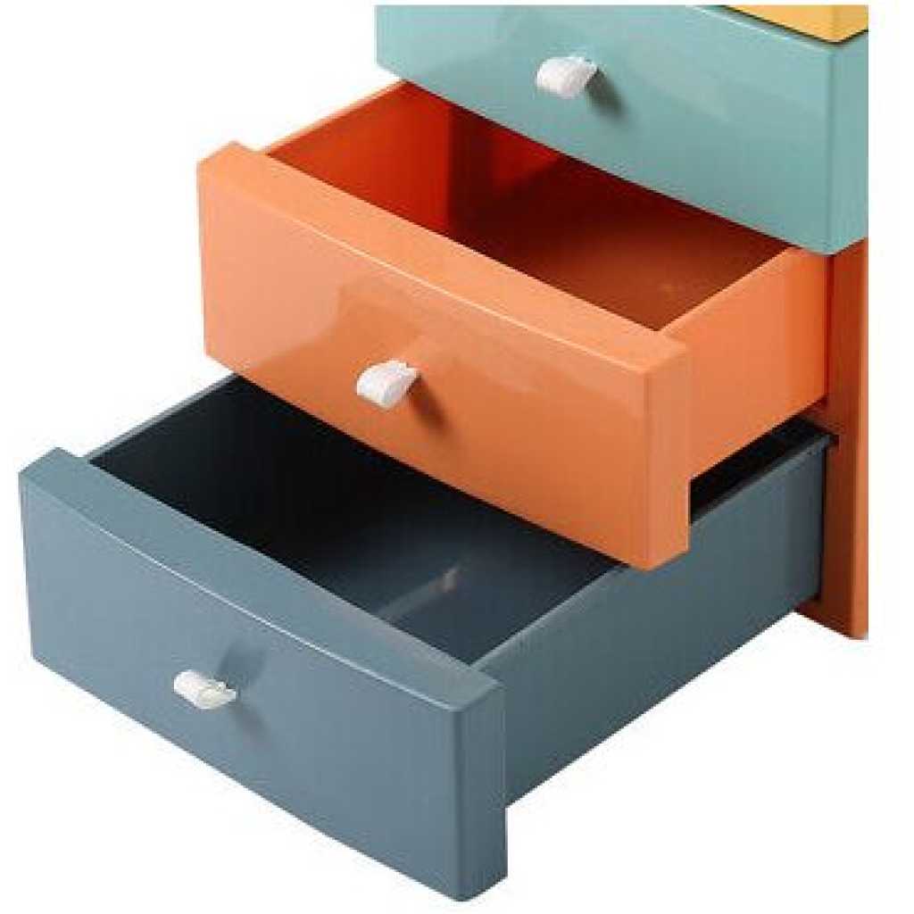 3 Tier Drawer Mini Storage Unit Tower Desktop Makeup Box Organizer - Multi-colour.