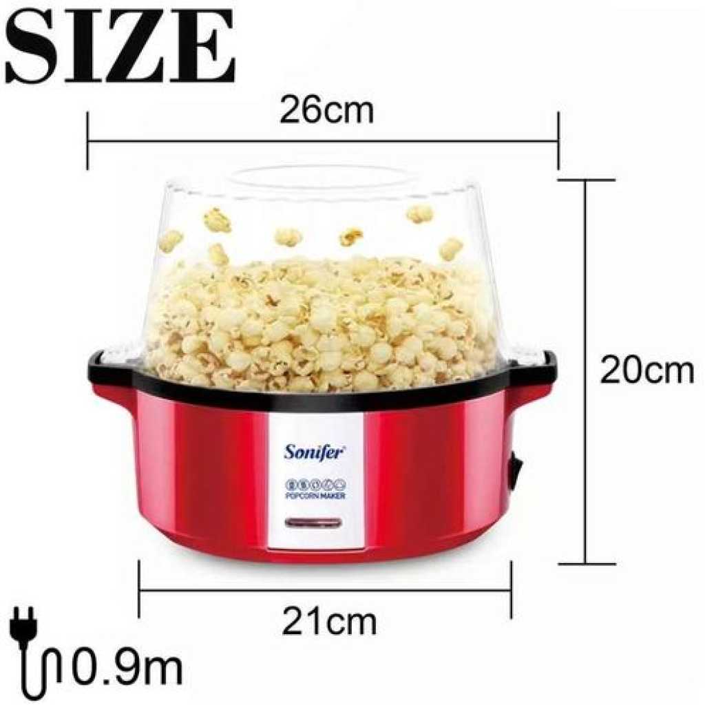 Sonifer Professional Oil Hot Plate Multifunctional Electric Mini Popcorn Maker Machine - Red