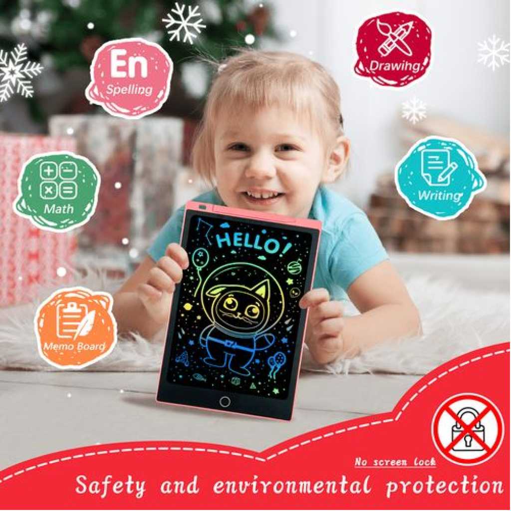 8.5 Inch LCD Writing Tablet Drawing Pads For Kids Colorful Lines Doodle Scribble Boards Educational Toys - Black.