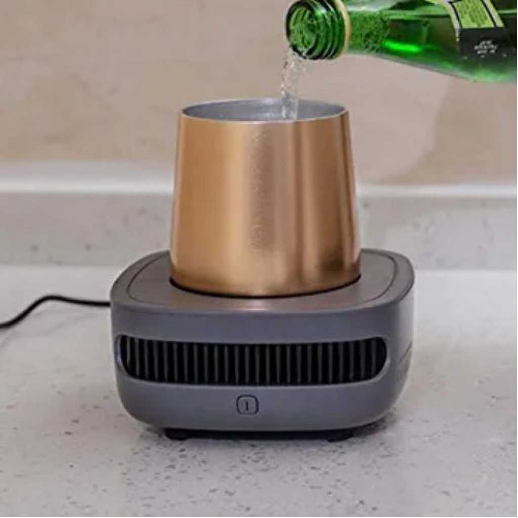 Instant Beverage Fast Heating Cup Cooler Smart Holder USB Refrigerator- Silver