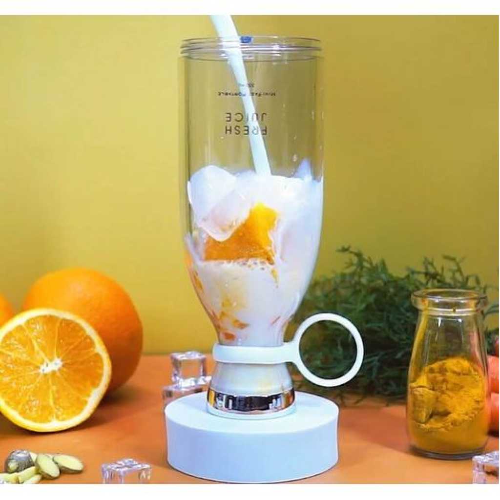 Portable Personal Travel Blender For Fresh Juice, Smoothies And Shakes With Wireless Charging USB- Clear.