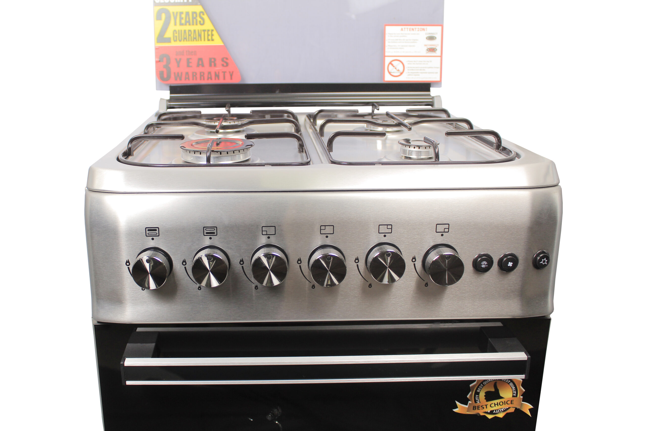 Blueflame Full Gas Cooker 60 By 60 Cm S6040GRFP With Gas Oven & Grill,  Turbo Fan, Automatic Ignition, Rotisserie, Glass Cover, Oven Lamp - Inox -  TilyExpress Uganda