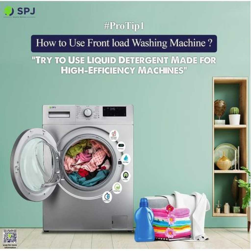 SPJ 7Kg Front Load Fully Automatic Washing Machine, 1200rpm - Grey