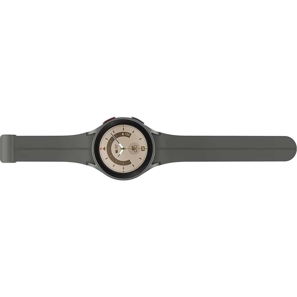 SAMSUNG Galaxy Watch 5 Pro 45mm Bluetooth Smartwatch w/ Body, 1.5GB RAM 16GB ROM 590mAh Health, Fitness and Sleep Tracker, Improved Battery, Sapphire Crystal Glass, GPS Route Tracking, Titanium Frame, Gray