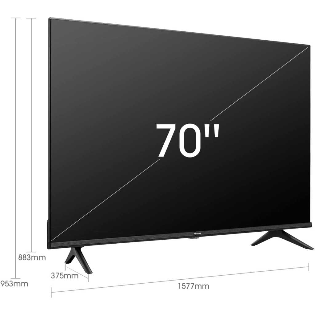 Hisense 70 - Inch 4K UHD Smart VIDAA TV 70A6HS, With Dolby Vision HDR, DTS Virtual X, Bluetooth and Wi-Fi - Black