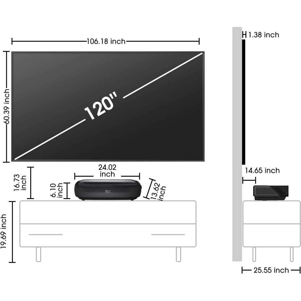 Hisense 120-Inch 4K UHD Smart Laser TV 120L9GE, Triple Laser UST Ultra Short Throw Projector with 120