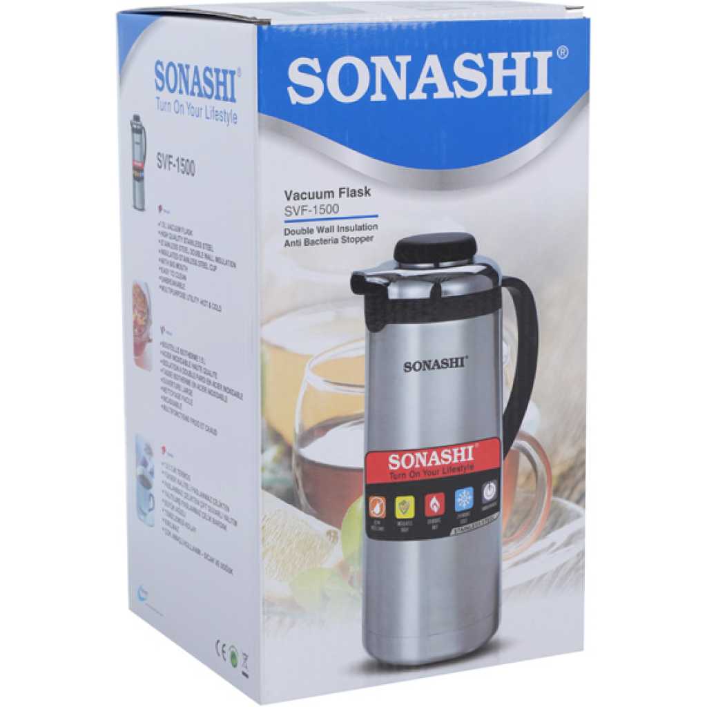 Sonashi 2.0- Litre Hot And Cold Vacuum Flask Silver/Black