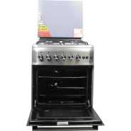 Blueflame Full Gas Cooker 60 by 60 cm S6040GRFP With Gas Oven & Grill, Turbo Fan, Automatic Ignition, Rotisserie, Glass Cover, Oven lamp - Inox