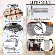 Life Smile Over Sink Dish Drying Rack, 2 Tier Stainless Steel Storage Kitchen Rack For Kitchen Counter Organizer Space Saver – Silver Utensil Racks TilyExpress