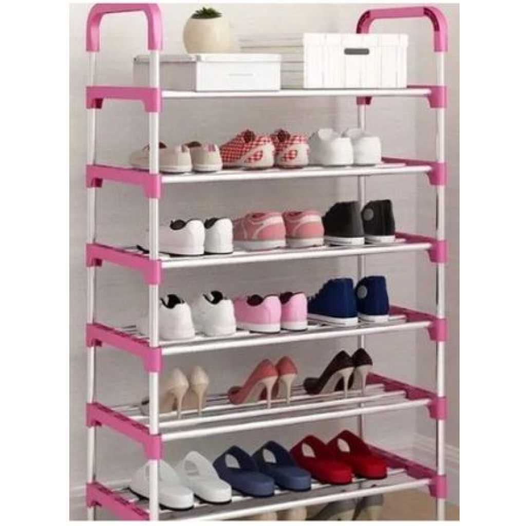 6 Layer Stainless Steel Stackable Shoes Rack Organizer Storage Stand- Black. Shoe Organizers TilyExpress 3