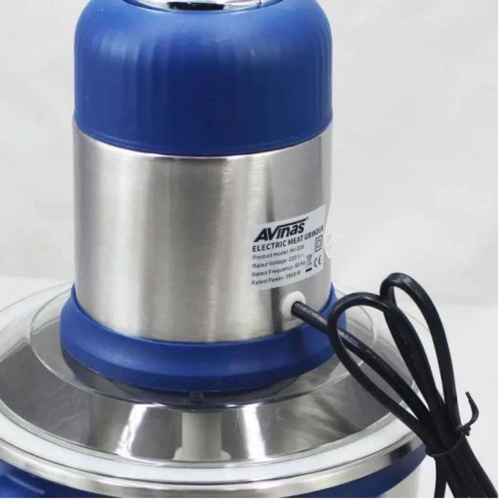 AVINAS 3.5L Electric Meat Grinder Bowl Food Meat & Vegetable Chopper Mincer- Blue.