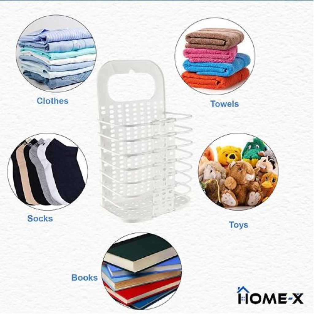 Collapsible Dirty Clothes Storage Basket Household Laundry Basket Sundries Toy Organizer Wall-Mounted- Grey.