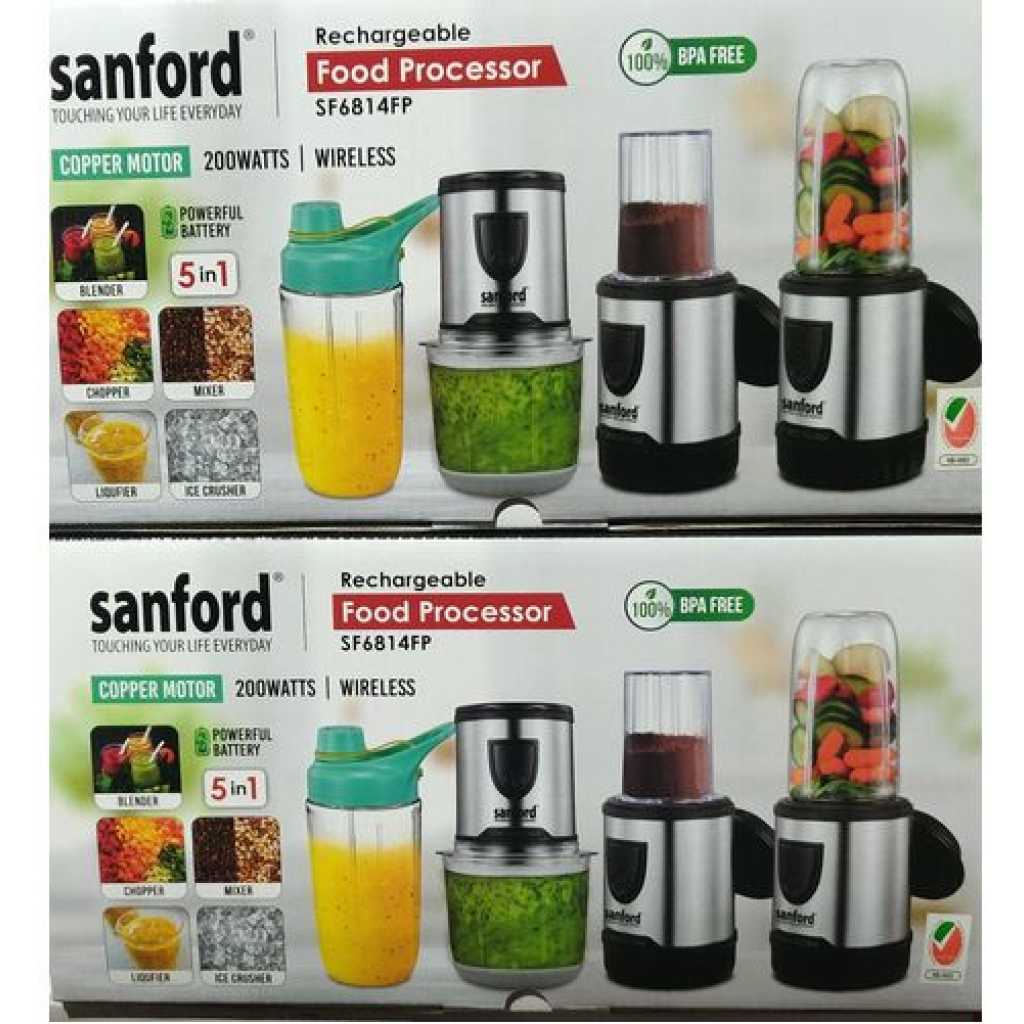 Sanford 5 In1Food Processor Chopper Mixer Coffee Grinder Blender Ice Crusher- Clear.