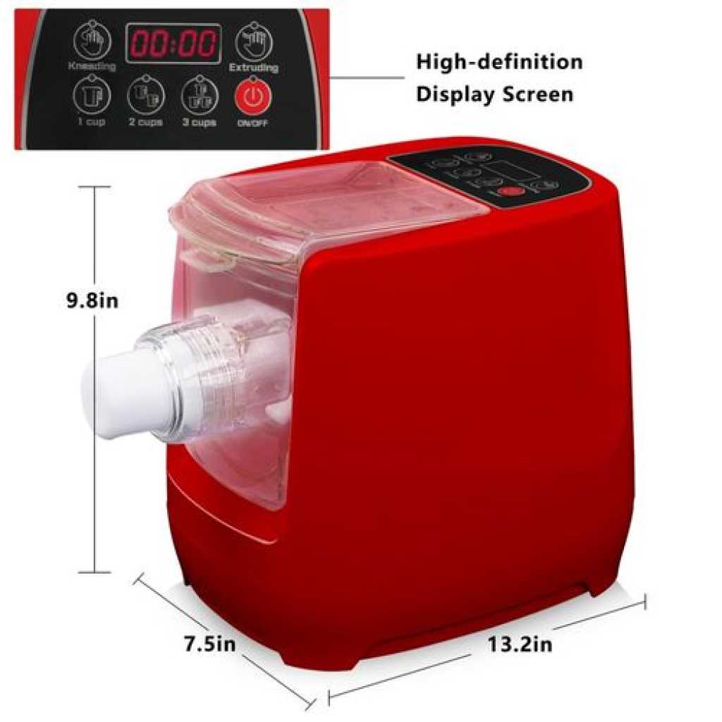 Electric Pasta Maker Machine, Automatic Noodle Maker With 12 Pasta Shapes, Red