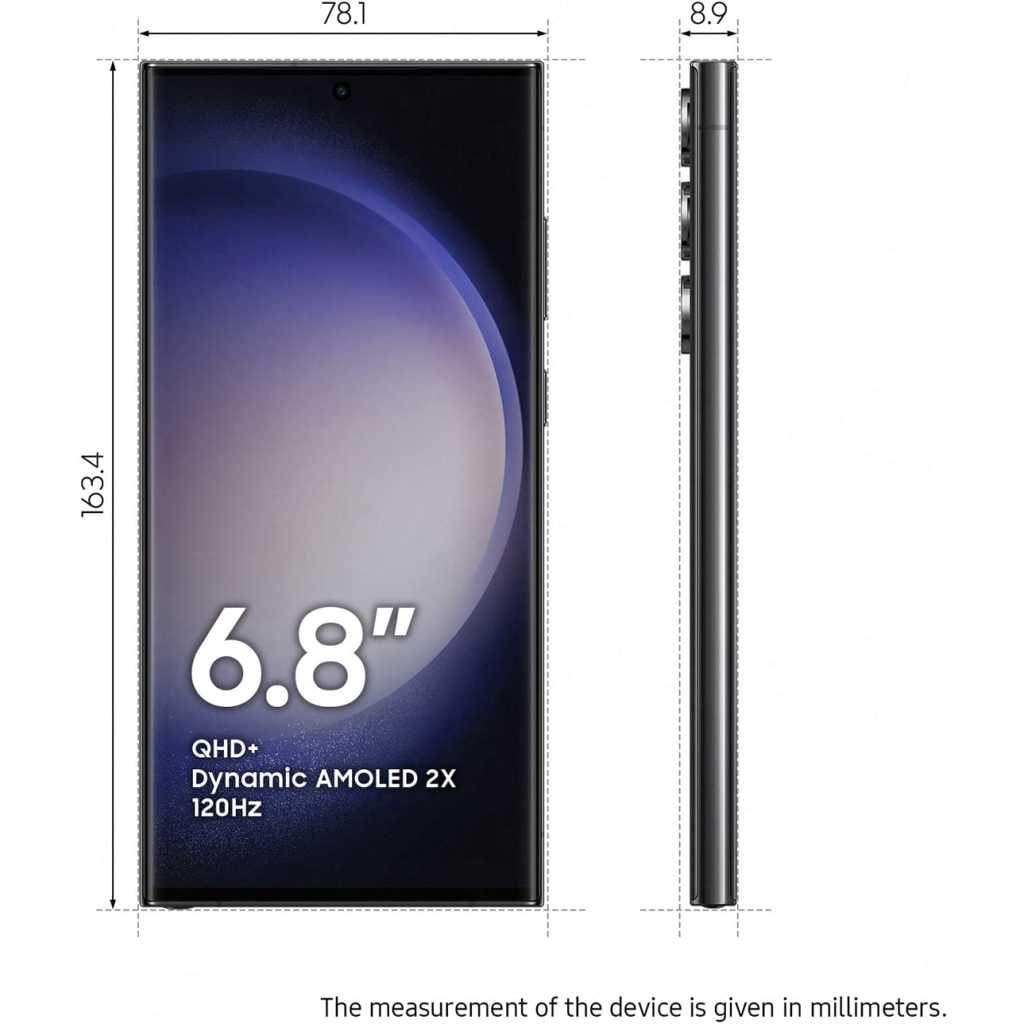 Samsung Galaxy S23 Ultra 6.8" 12GB RAM 512GB ROM 200MP; 4K & 8K Video - Black