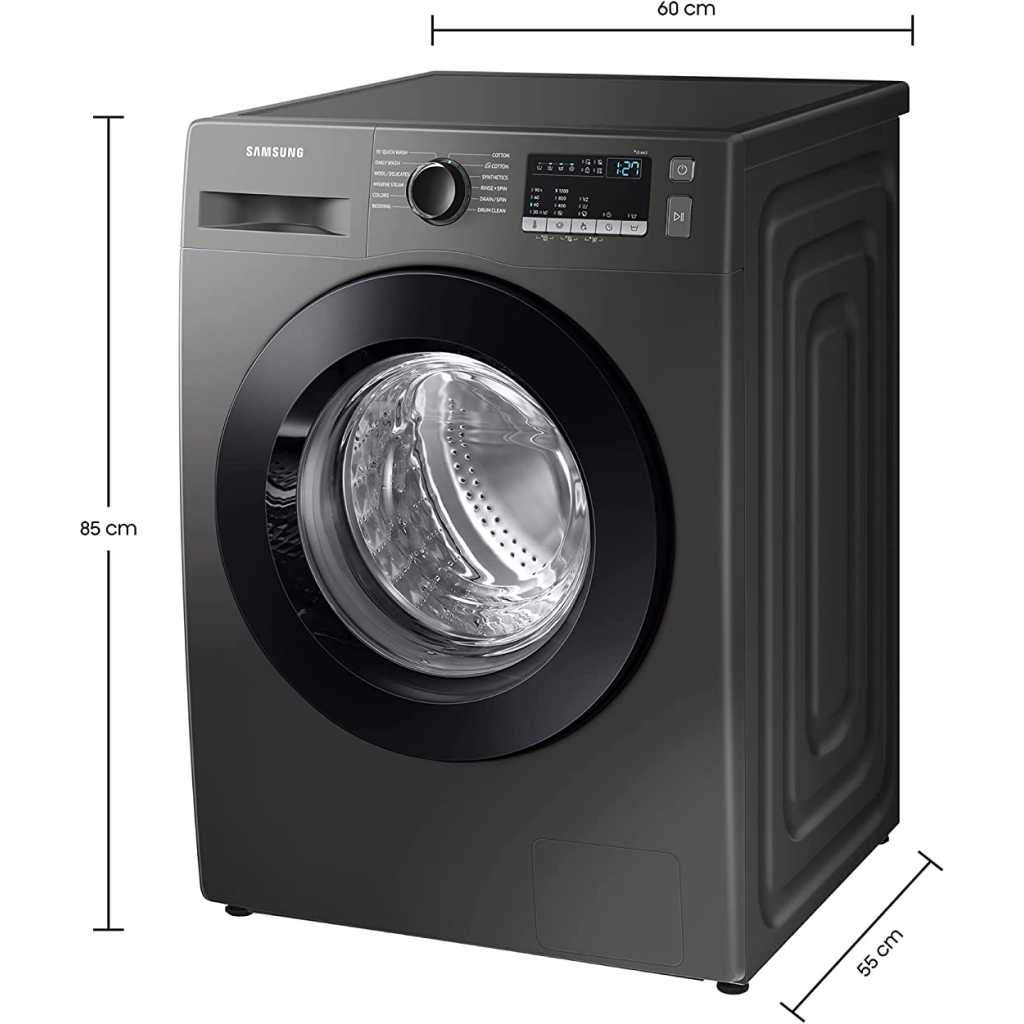 Samsung 7Kg Fully-Automatic Front Loading Washing Machine WW70T4020CX; 1200 RPM, Steam Wash - Inox