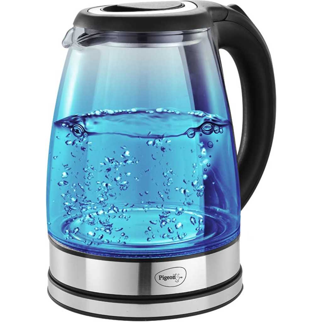 Pigeon 1.8-Litre Crystal Glass Electric Kettle with LED Illumination, Heat Resistant Pyrex 1500 Watt