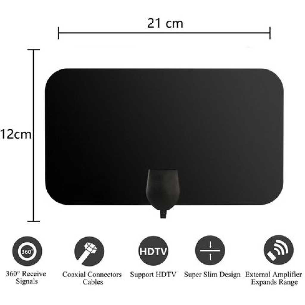 Digital TV Antenna - 110 Miles HDTV Antenna Digital Indoor Antenna With Detachable Signal Booster VHF UHF High Gain Channels Reception For 4K 1080P Free TV Channels- Black