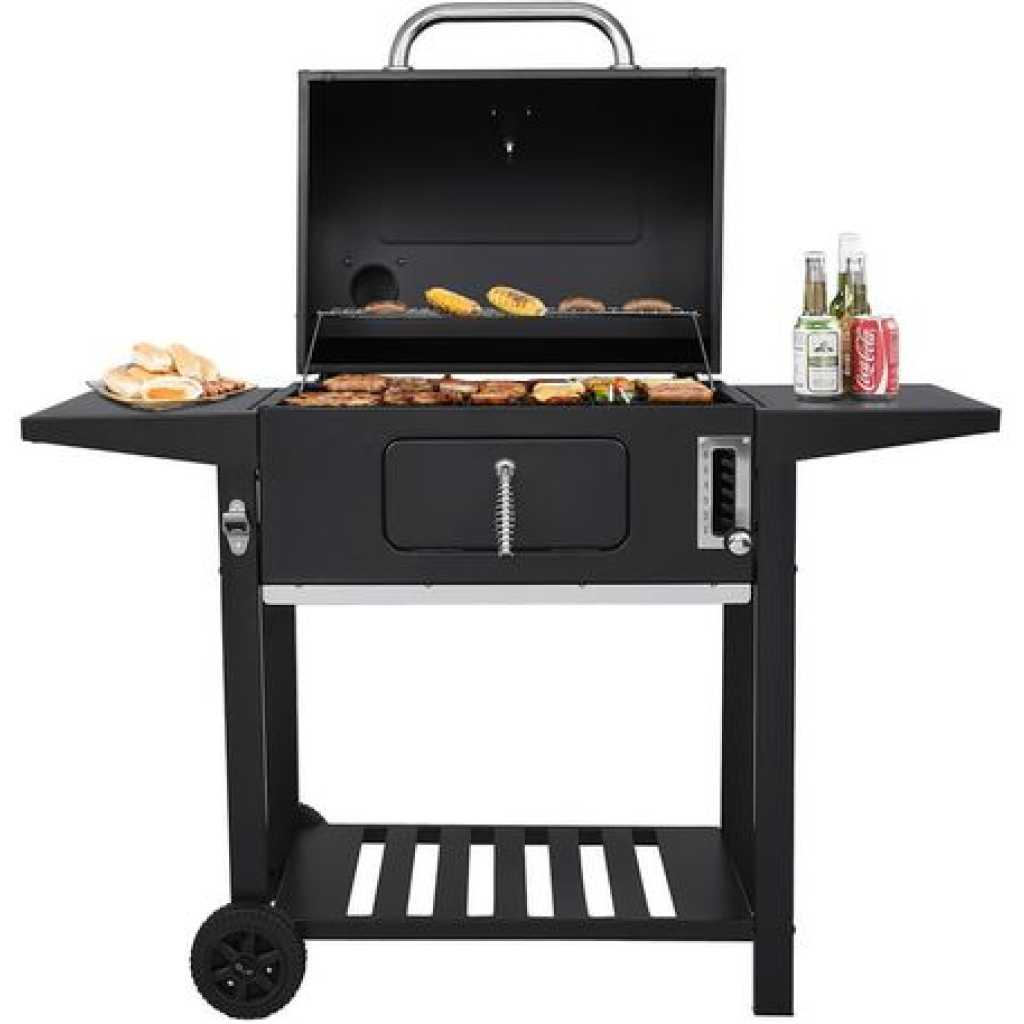 Charcoal Grill, BBQ Smoker Picnic Camping Patio Backyard Cooking- Black