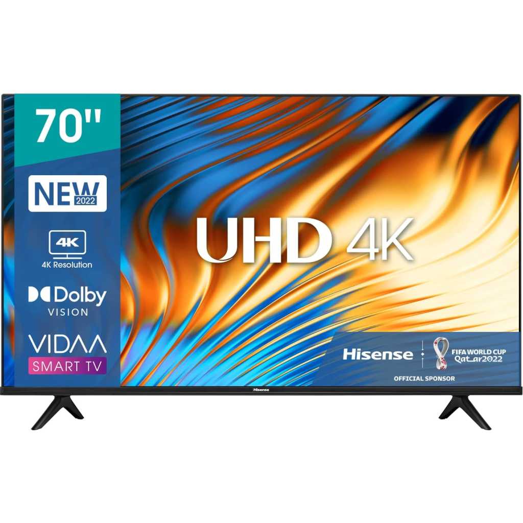 Hisense (70 Inch) 4K UHD Smart VIDAA TV, With Dolby Vision HDR, DTS Virtual X, Bluetooth and Wi-Fi (2022 NEW) - Black