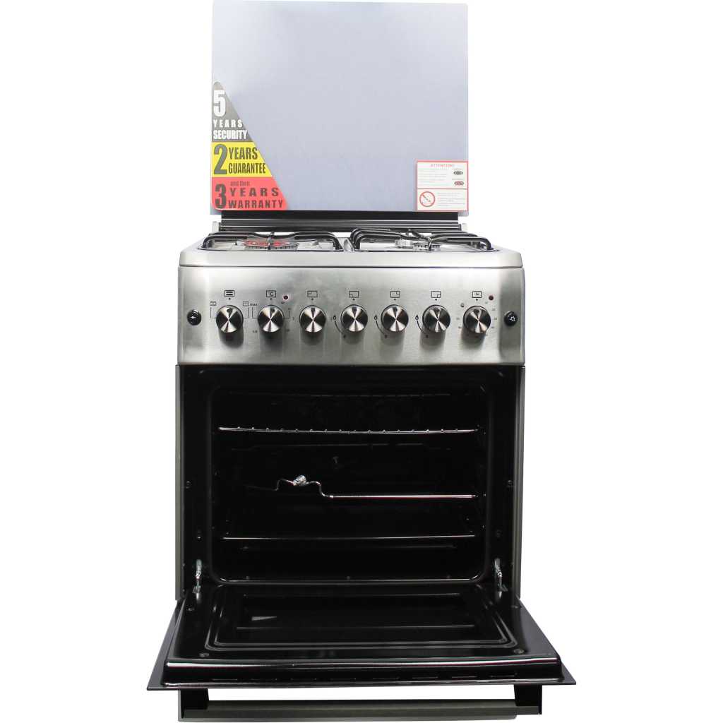 BlueFlame Cooker 60x60cm, 3 Gas Burners And 1 Electric Hot Plate With Electric Oven - Inox