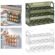 3 Layer Egg Holder For Fridge Storage Container Tray Container 30 Eggs, Space Saver- Green