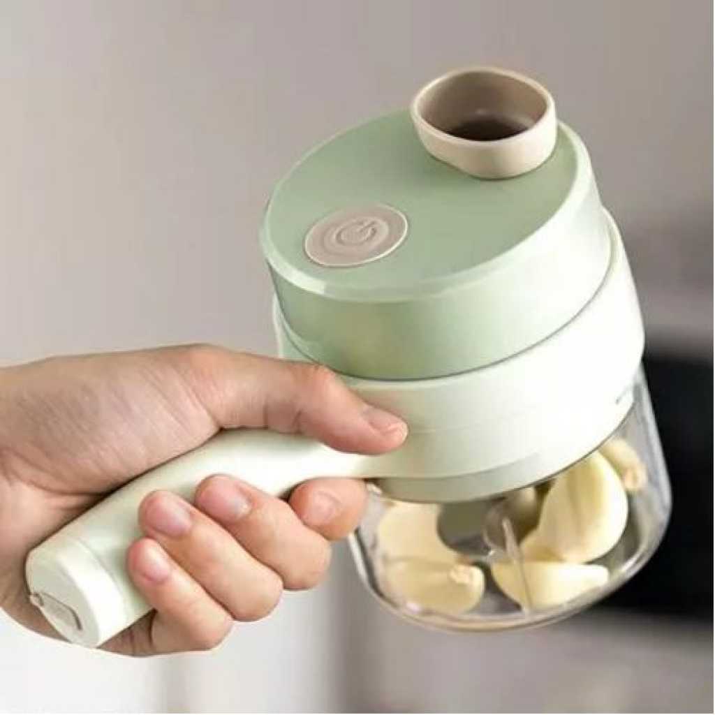 4 In 1 Electric Handheld Cooking Hammer Vegetable Cutter Set Food Chopper Multifunction Vegetable Fruit Slicer For Garlic Pepper Chili Onion- Green Meat & Poultry Tools TilyExpress 2