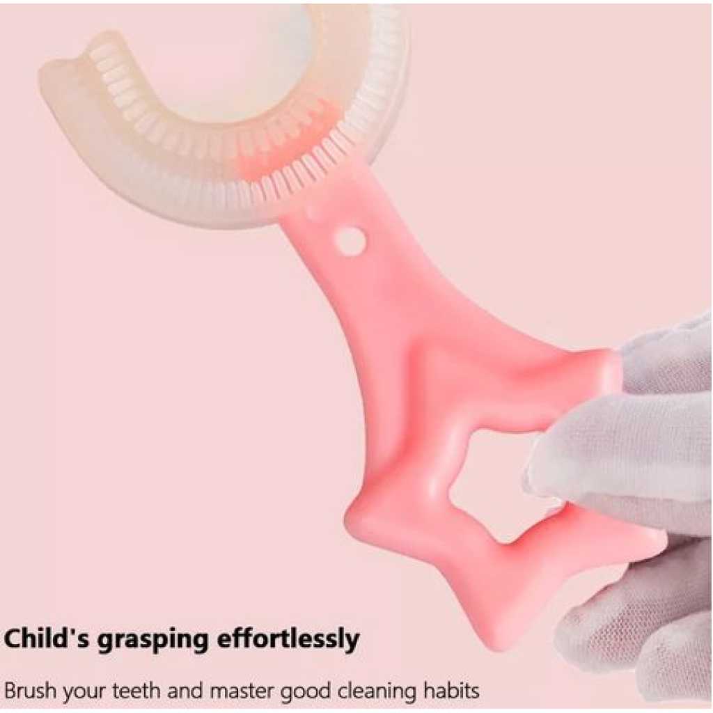 Silicone U-Shape Toothbrush Kids Manual Toddler Teeth Cleaning Brush 2-12 Years- Multi-colour.