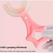 Silicone U-Shape Toothbrush Kids Manual Toddler Teeth Cleaning Brush 2-12 Years- Multi-colour.