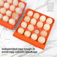 32 Grid Egg Holder For Refrigerator 2-Layer Egg Container Organizer Tray Storage Container- Orange