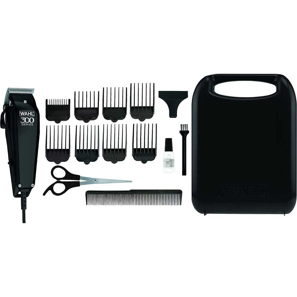 WAHL Home Pro 300 Series Hair Cutting Kit | Corded Hair Trimmer and Clipper for men | 8 Combs and cleaning tools | Durable motor, precision self-sharpening blades | Black Electric Shavers TilyExpress 12