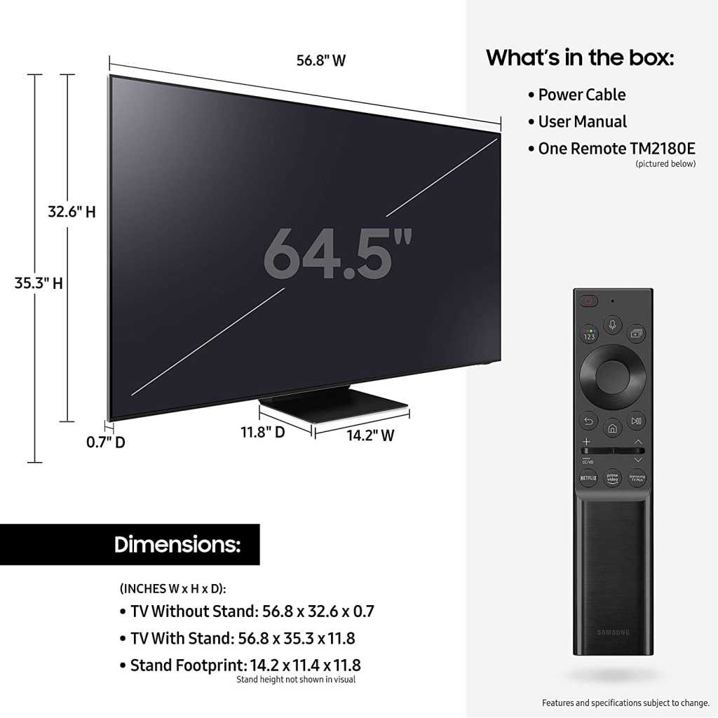 Samsung 65 Inch Neo QLED 8K Smart TV QA65QN800A, AI Upscaling, Infinity One Design, Dolby Atmos experience With inbuilt Digital Reciever – Black