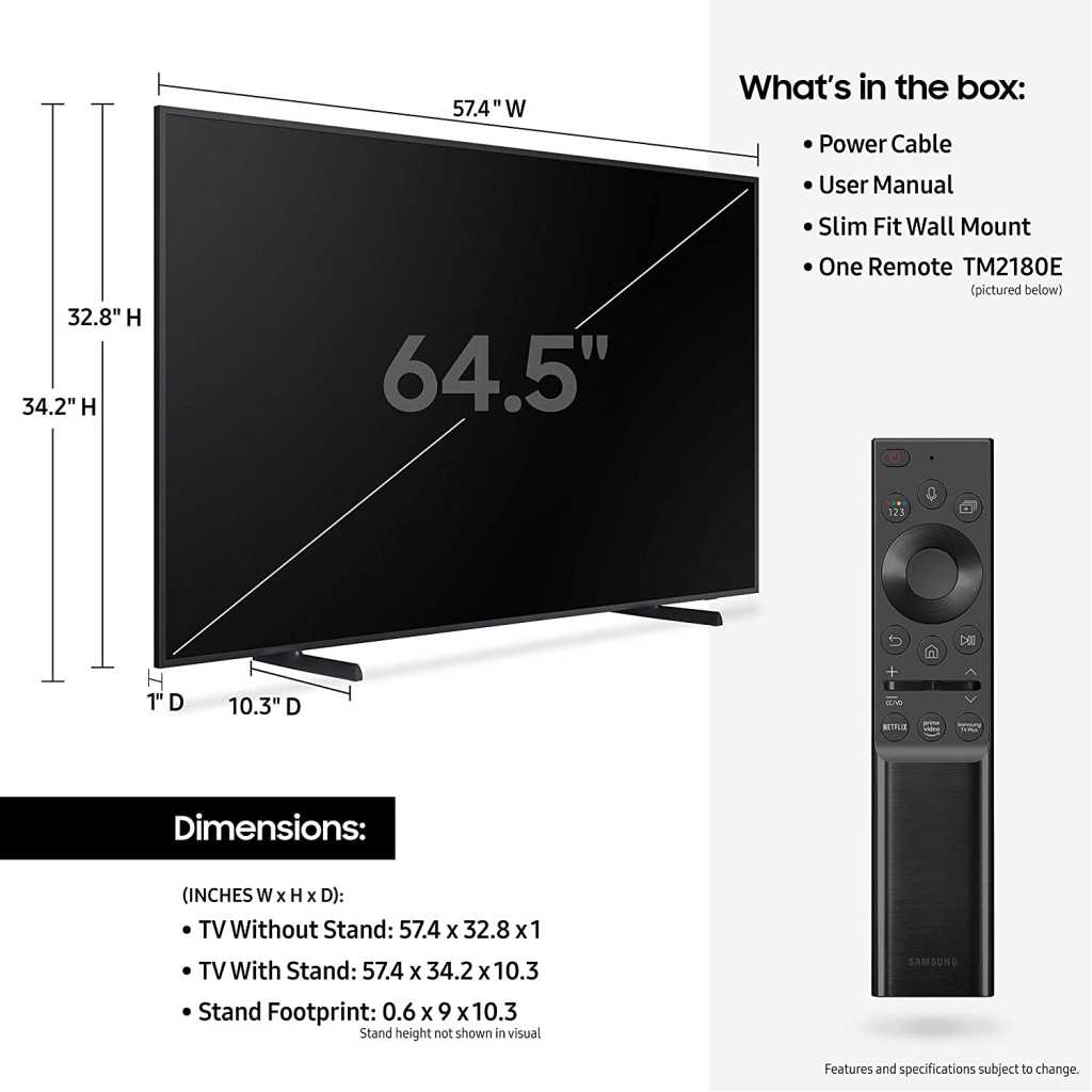 Samsung 65″ QLED UHD 4K Frame Smart TV QA65LS03A, Customizable Bezel , Inbuilt Digital Reciever – Black