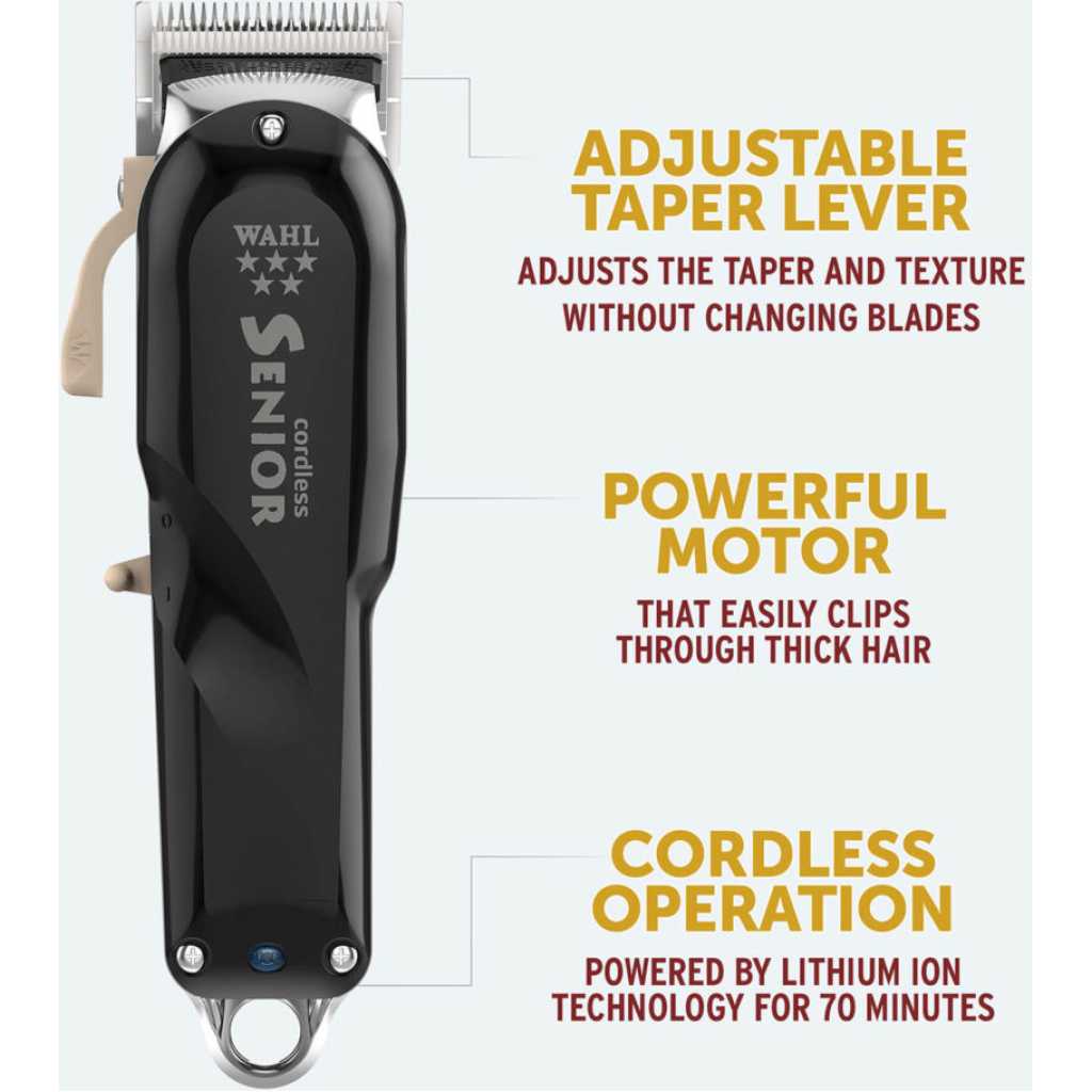 Wahl Cordless Senior Clipper; Professional 5 Star Series with Adjustable Blade, Lithium Ion Battery with 70 Minute Run Time for Professional Barbers and Stylists Electric Shavers TilyExpress 10