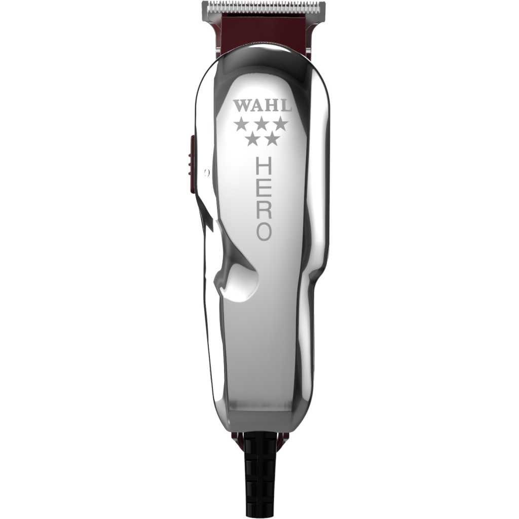 Wahl Hero Trimmer; Hair Clipper, Great for Barbers and Stylists – Powerful Standard Electromagnetic Motor – Includes 3 Guides, Oil, and Cleaning Brush- Black,Silver