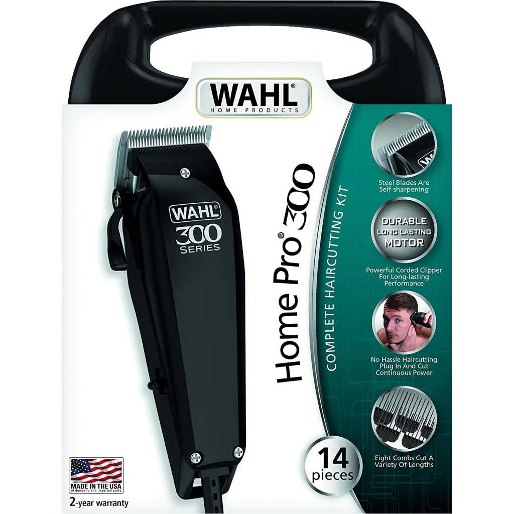 WAHL Home Pro 300 Series Hair Cutting Kit | Corded Hair Trimmer and Clipper for men | 8 Combs and cleaning tools | Durable motor, precision self-sharpening blades | Black Electric Shavers TilyExpress 11