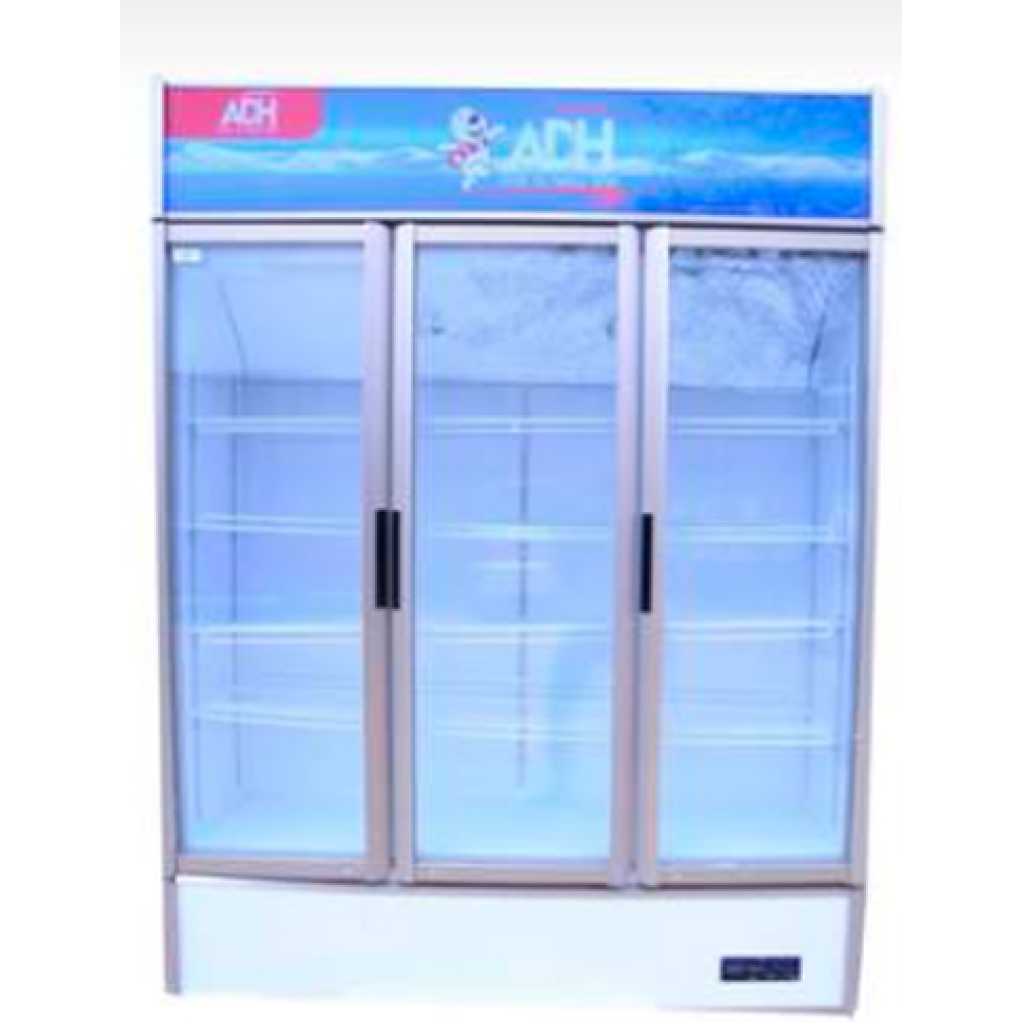 ADH 835-Litre Tripple Display Cooler; Verticle Display Chiller, Tripple Door Showcase Beverage Refrigerator - White