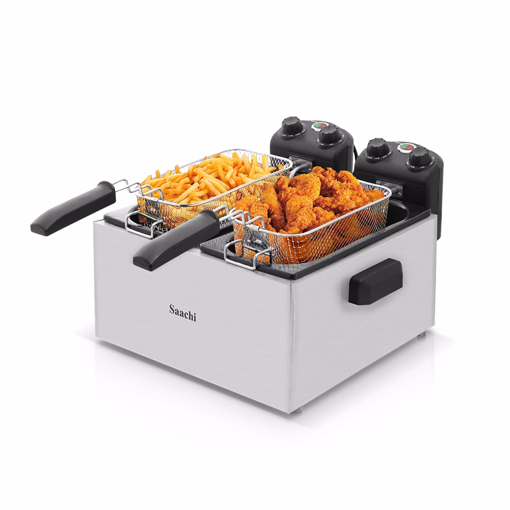 Saachi Double Deep Fryer NL-DF-4758 3L x 3L Stainless Steel - Silver